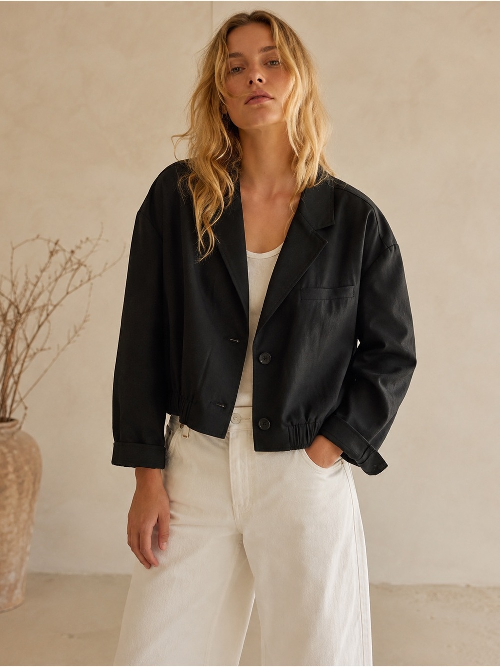 NWT Free People Black Cropped Blazer Jacket